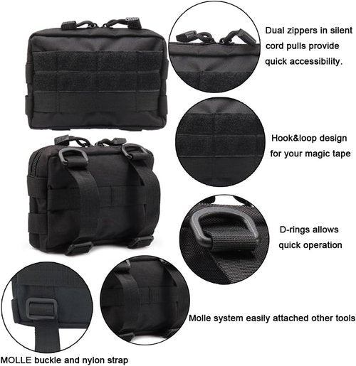MOLLE Pouches - Tactical Water-Resistant Utility Gear | 2-Pack Compact EDC Pouches