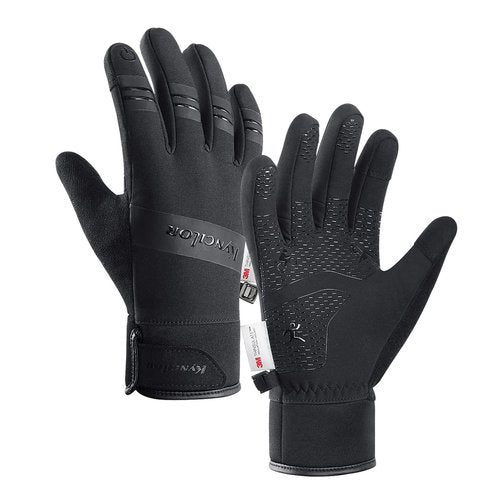 FOXLVDA 10℉ Winter Gloves Men Women, Waterproof Windproof Thermal Touch Screen with Non-Slip Grip and Warm Lining for Cold Weather Cycling, Driving, Hiking, Running, Golf, Ski (Black, Large)