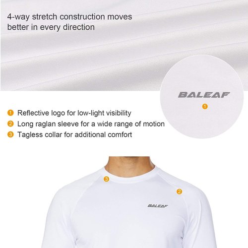 Baleaf Men's Long Sleeve Running Shirt - Quick Dry Athletic Tee for Workouts & Fishing | Lightweight & Soft