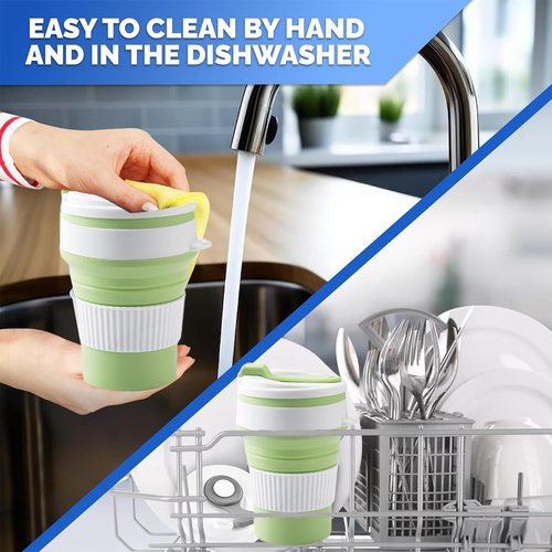 ZQZXD 4-Pack Collapsible Cup Reusable – 12oz Leakproof Travel Coffee Mug, Silicone, Foldable & Portable for Hiking, Camping, Office | Lightweight, Heat-Resistant, Easy to Clean, Outdoor & Travel Cup