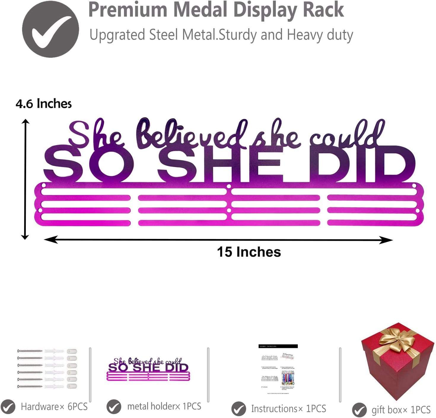 Sports Medal Holder by [Brand Name] - 16" Wall Rack for Awards & Ribbons | Easy Installation for Gymnastics, Soccer & More