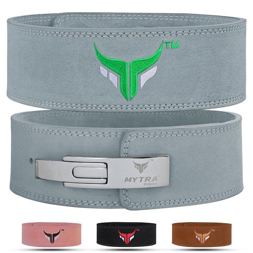 Mytra Fusion Leather Powerlifting Belt for Men and Women (10MM Thick & 4" Wide) - Premium Weight lifting Belt with Adjustable Lever Buckle for Gym, Squats, Bodybuilding & Deadlifts