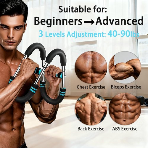 GZHLWRCV Twister Arm Trainer, 40-90lbs Adjustable Chest Workout Equipment, Compact Forearm Strengthener for Men & Women, Together Detachable Design for Fitness Anywhere (with Storage Bag)