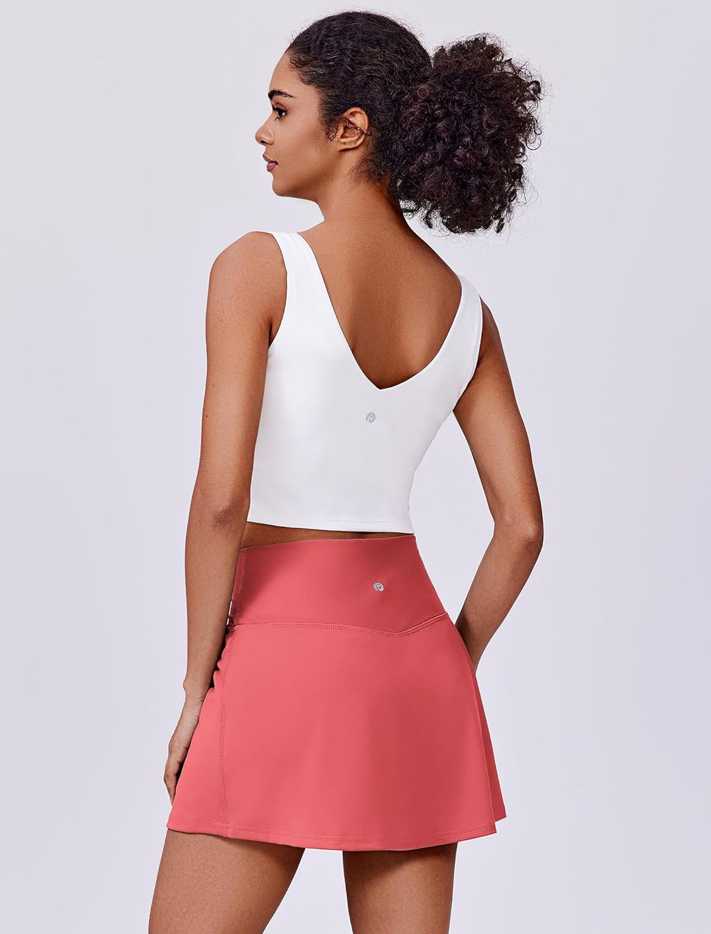 PINSPARK Women's High-Waisted Tennis Skirt - Stretchy Golf Skort with 2 Pockets for Workout & Pickleball