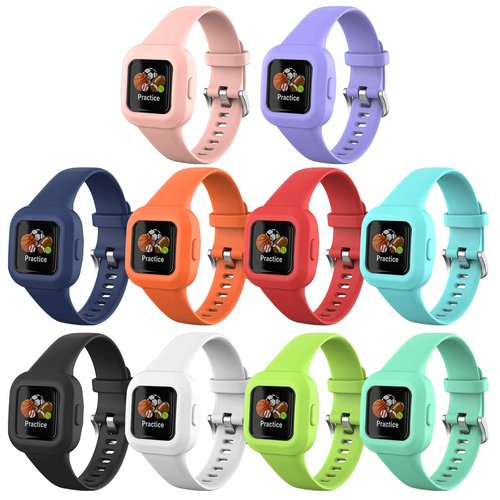 Watbro Compatible with Garmin Vivofit jr 3 Band/Garmin Fit jr 3 Band, Colorful Silicone Adjustable Replacement Sport Band for Kids Boys Girls Men Women