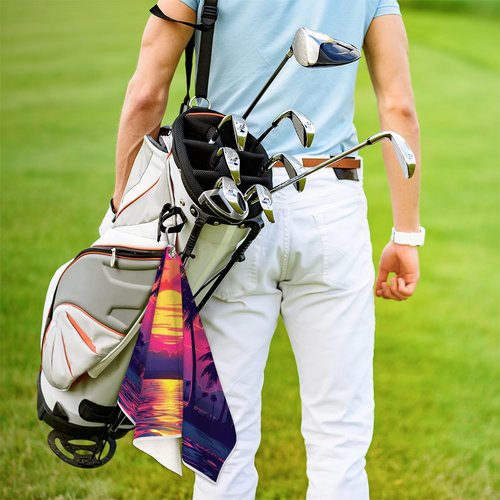 Pardick Golf Towel for Men Women Beach Palm Flower Golf Towels for Golf Bags with Clip Microfiber Fabric Clean Golf Balls Accessories Great Funny Gifts Golfs Club Fan 24 x 15in