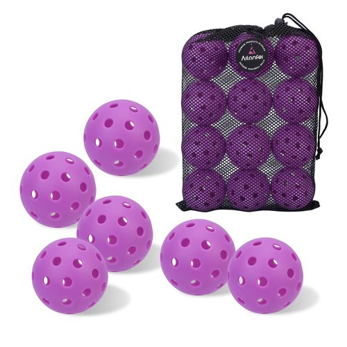 AILANFEI Pickleball Balls 6 Pack | 12 Pack- 40 Holes Outdoor Pickleball with Bag, Perfectly Balanced, High Bounce, Crack-Resistance，USAPA Standard - Multiple Colors (Purple, 12)