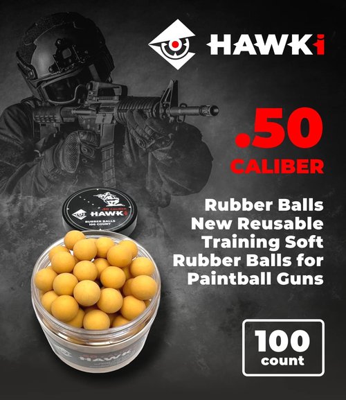 Hawki Rubber Balls - Reusable .50/.43 Cal Soft Training Balls for Paintball Guns | Less Lethal