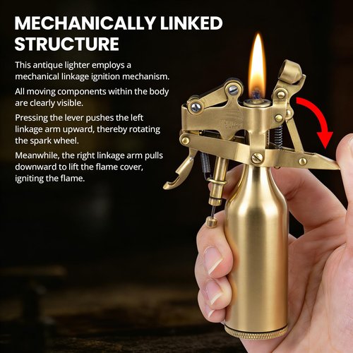 KAMBOLLY The Capitol Lighter, Vintage Trench Lighter Antique Kerosene Fluid Refillable Copper Lighters, Replica Classic Unique Table Lighters Collection Gift for Man Dad (Fuel Not Included)