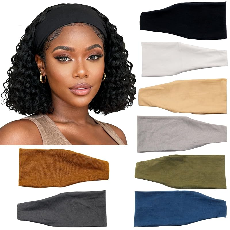Carede 8-Pack Wide Non-Slip Hairbands for Women – Stretchy 3.8" Head Bands, Yoga, Workout, Washing Face