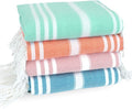 4 Pack Cotton Turkish Beach Towel Lightweight Thin Travel Vacation Essentials Oversized XL Towels Set for Pool Swim Bath Camping Cruise Accessories Absorbent Quick Dry Sand Free Bulk clearance Striped
