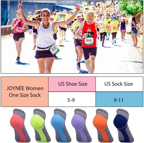JOYNÉE Women's Cushioned Ankle Athletic Socks - Low Cut Running Socks | 6 Pack