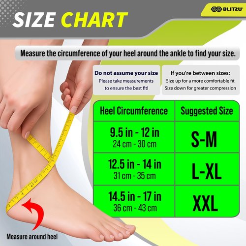 BLITZU Compression Socks - Plantar Fasciitis & Achilles Tendonitis Relief | Arch Support, Black S-M