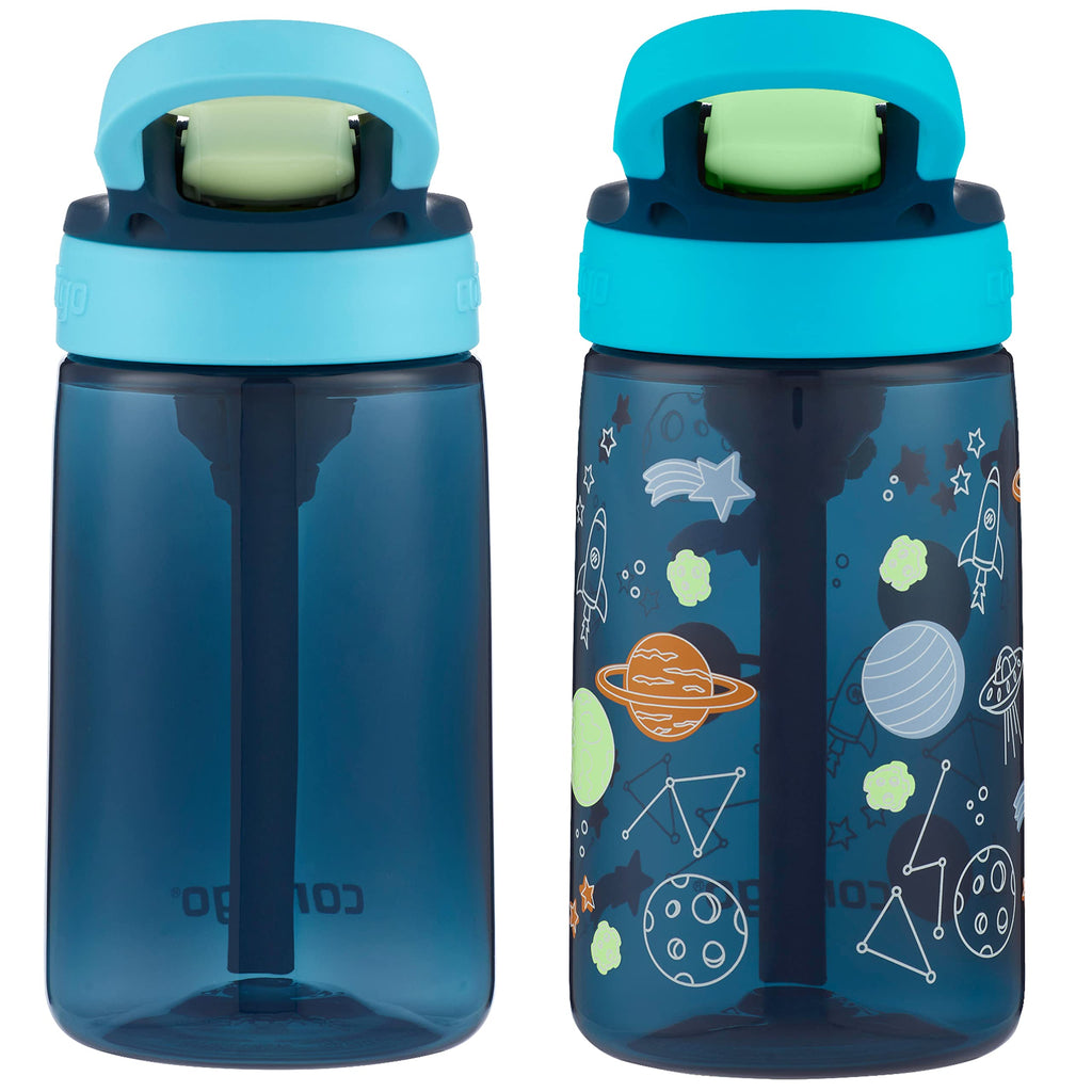 Contigo Kids Water Bottle with Redesigned AUTOSPOUT Straw 14oz. 2 Pack Blueberry and Blue Raspberry & Blueberry and Blue Raspberry with Cosmos