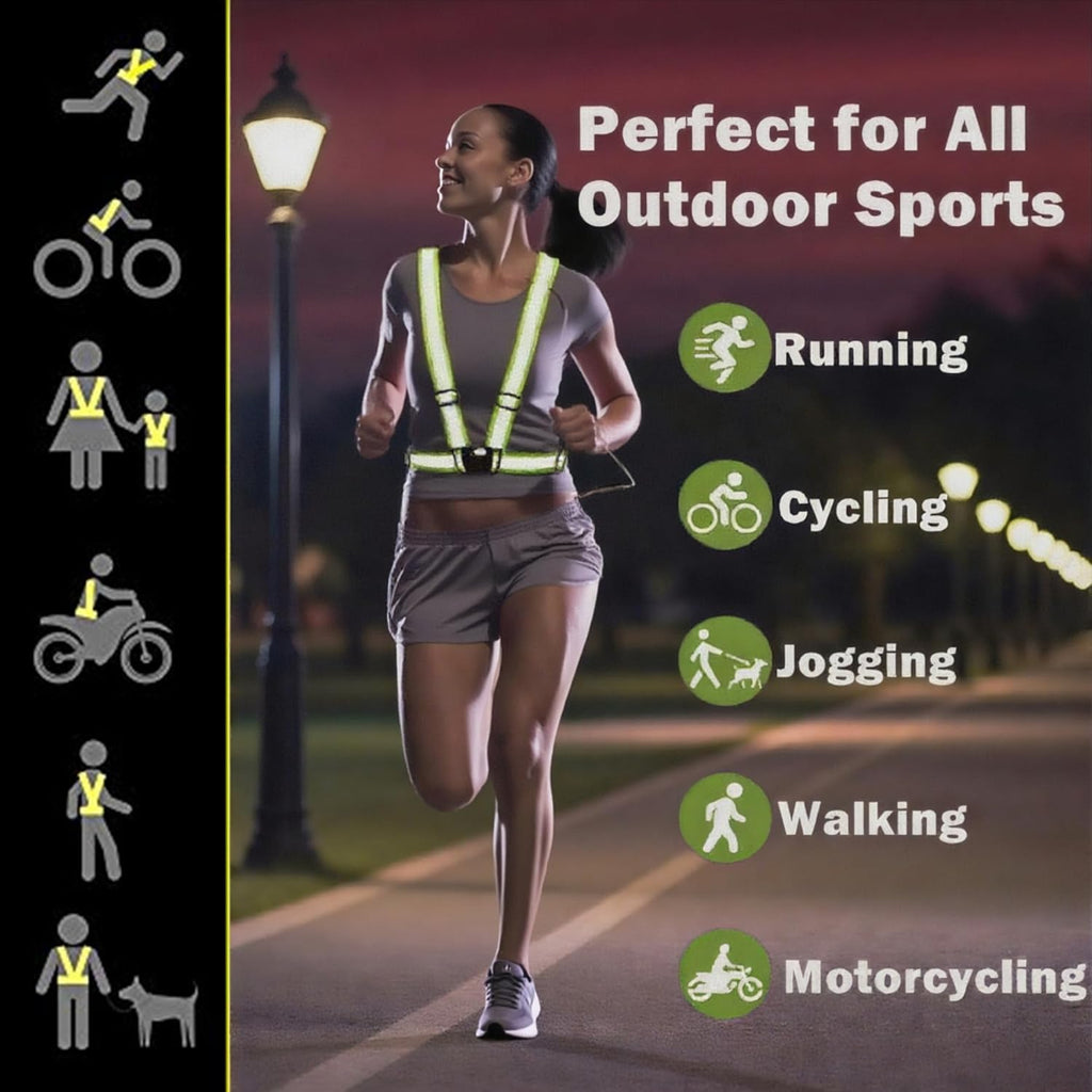 Reflective Strap Safety Vest - Adjustable High Visibility Running Gear for Men & Women | 2-10 Pack