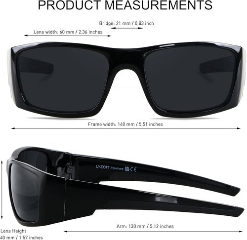 LYZOIT Polarized Sports Sunglasses - Unbreakable Wrap-Around Frame for Driving, Fishing, Cycling, Running