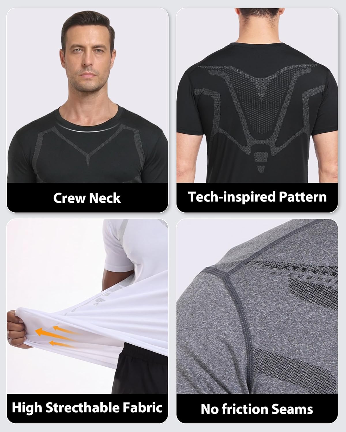Skiennix Workout Shirts for Men - Quick Dry Athletic Gym T-Shirt for Running | Breathable Outdoor Training