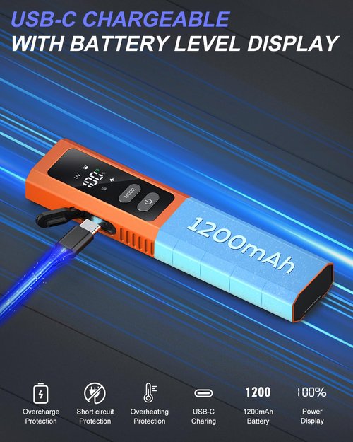 DOKNAAM Rechargeable Flashlight with Green Beam, UV and White LED Combo, 800 Lumen EDC Flat Magnetic Flashlight, 4 Sources for Outdoors Emergency Working, Aluminium, with Storage Case, Orange