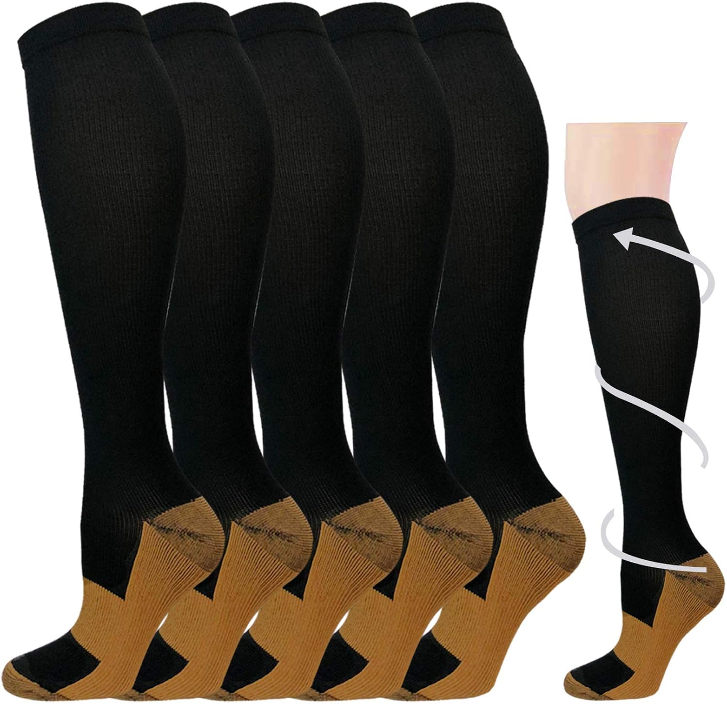 Skiennix Graduated Compression Socks - 20-30mmHg Knee High Support for Travel & Running