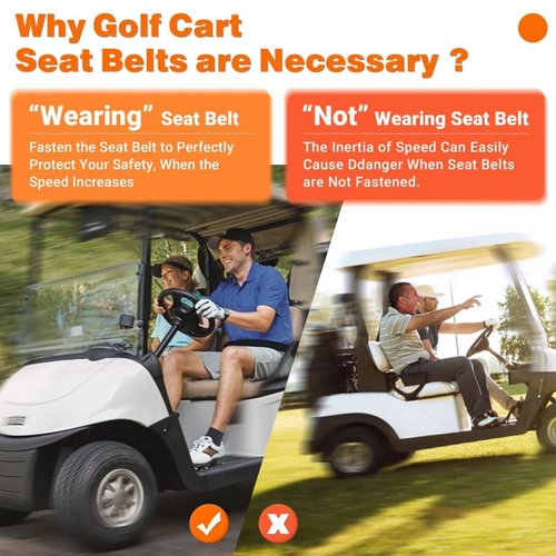 CLUBRALLY Golf Cart Seat Belts, 40" Retractable Universal Seat Belts Kit,Fits Club Car EZGO Yamaha 2 Set