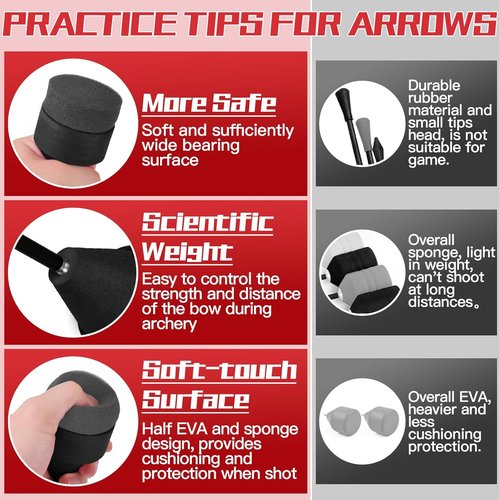 Eyourlife Foam Arrow Tips - 10 Pack Soft Sponge Arrowheads for LARP & Archery Beginners | Ideal for Outdoor Use