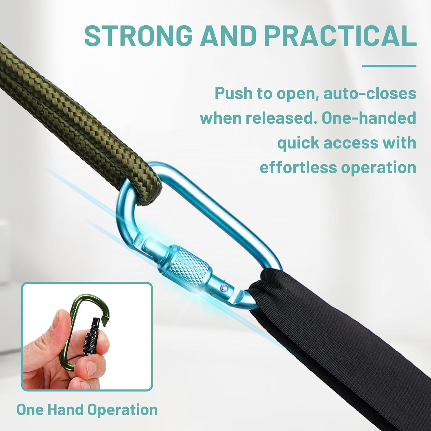 Skiennix Multi-Pack Aluminum Carabiner Clips - Ultra-Light Spring & Locking for Hiking, Outdoor Use