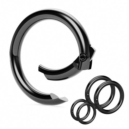KeySmart Key Ring Clips - Round Carabiner Clip, Stainless Steel, Quick Release Keychain, Key Rings for Car Keys, Secure Locking Mechanism Key Chain Hooks, Assorted Small & Large Sizes, 4 Pack, Black