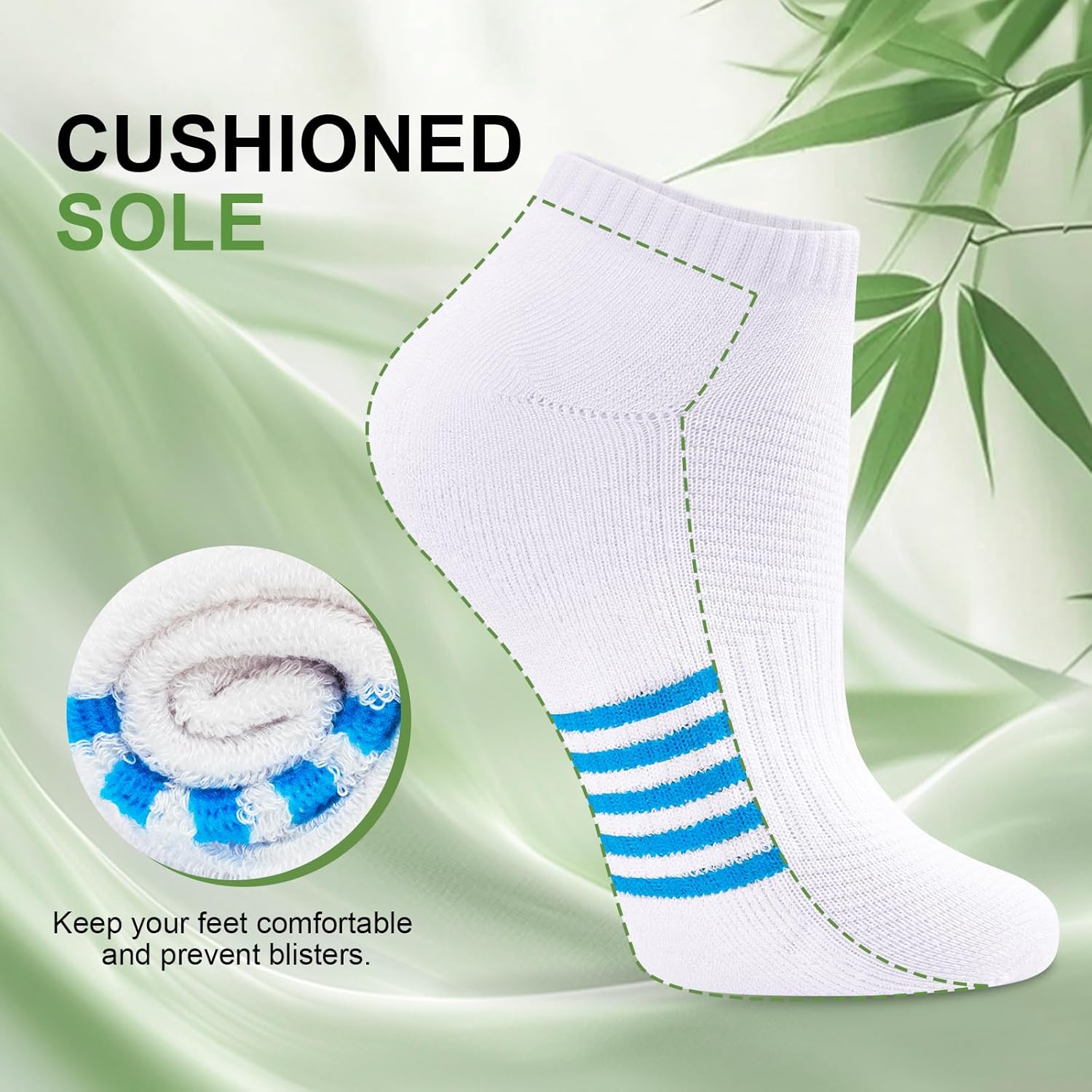 Skiennix Ankle Socks for Women - 6 Pairs Bamboo Viscose, Breathable & Cushioned, Low Cut Athletic Socks
