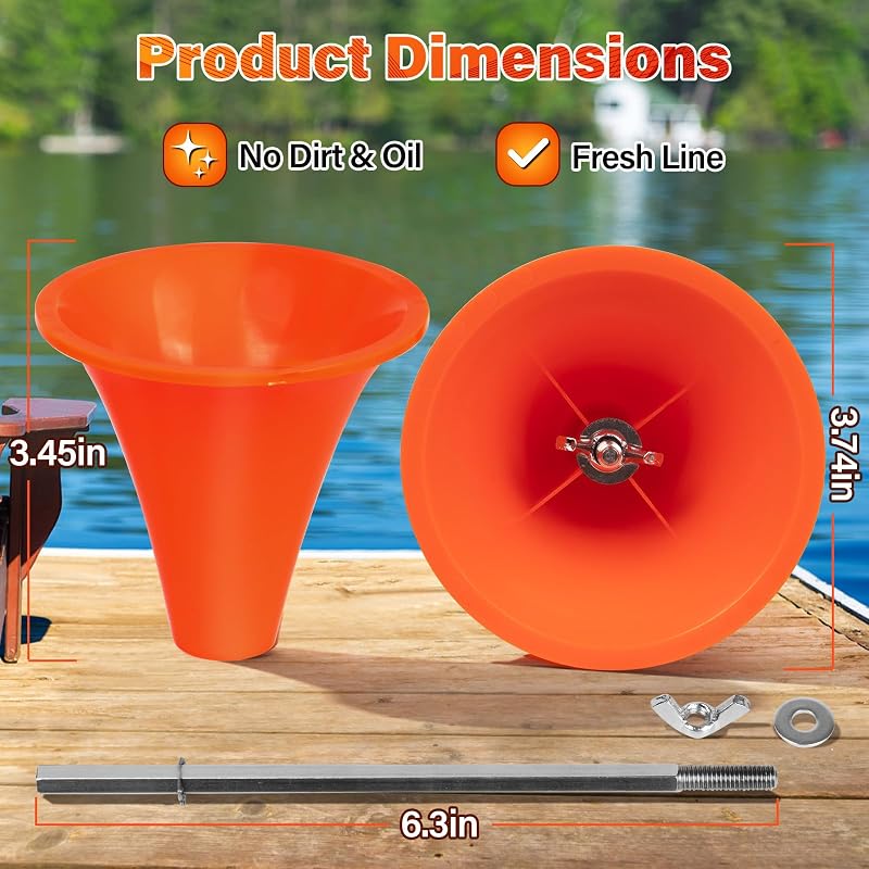 Power Drill Fishing Line Stripper & Spooler Tool, Aluminum & Stainless Steel, Orange - Tangle-Free Line Management