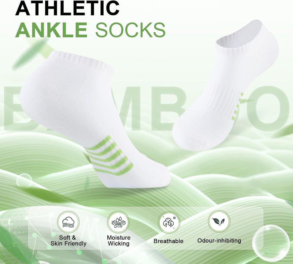 Skiennix Ankle Socks for Women - 6 Pairs Bamboo Viscose, Breathable & Cushioned, Low Cut Athletic Socks