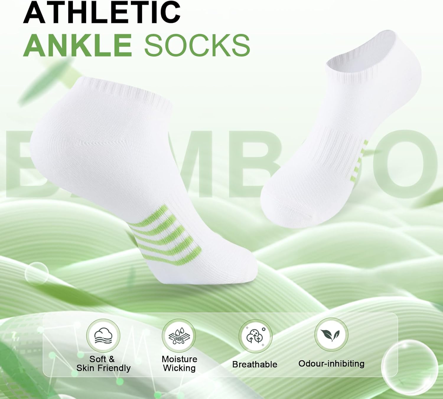Skiennix Ankle Socks for Women - 6 Pairs Bamboo Viscose, Breathable & Cushioned, Low Cut Athletic Socks