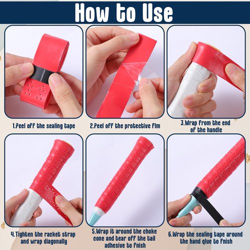 guduling 10 Pcs Tennis Racket Grip,PU Anti-Slip Racket Grip Tape,Tennis Grips with Dry Feel,Sweat Absorption,Comfortable Handle Overgrip Grips Wrap for Tenni,Badmintons