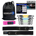 Kinetic Bands Cheer Combo Flexibility Fitness Training Kit (Leg Resistance Bands, Stunt Strap, Training DVD) From Myosource (Under 110 Pounds (Pink Stunt Strap))
