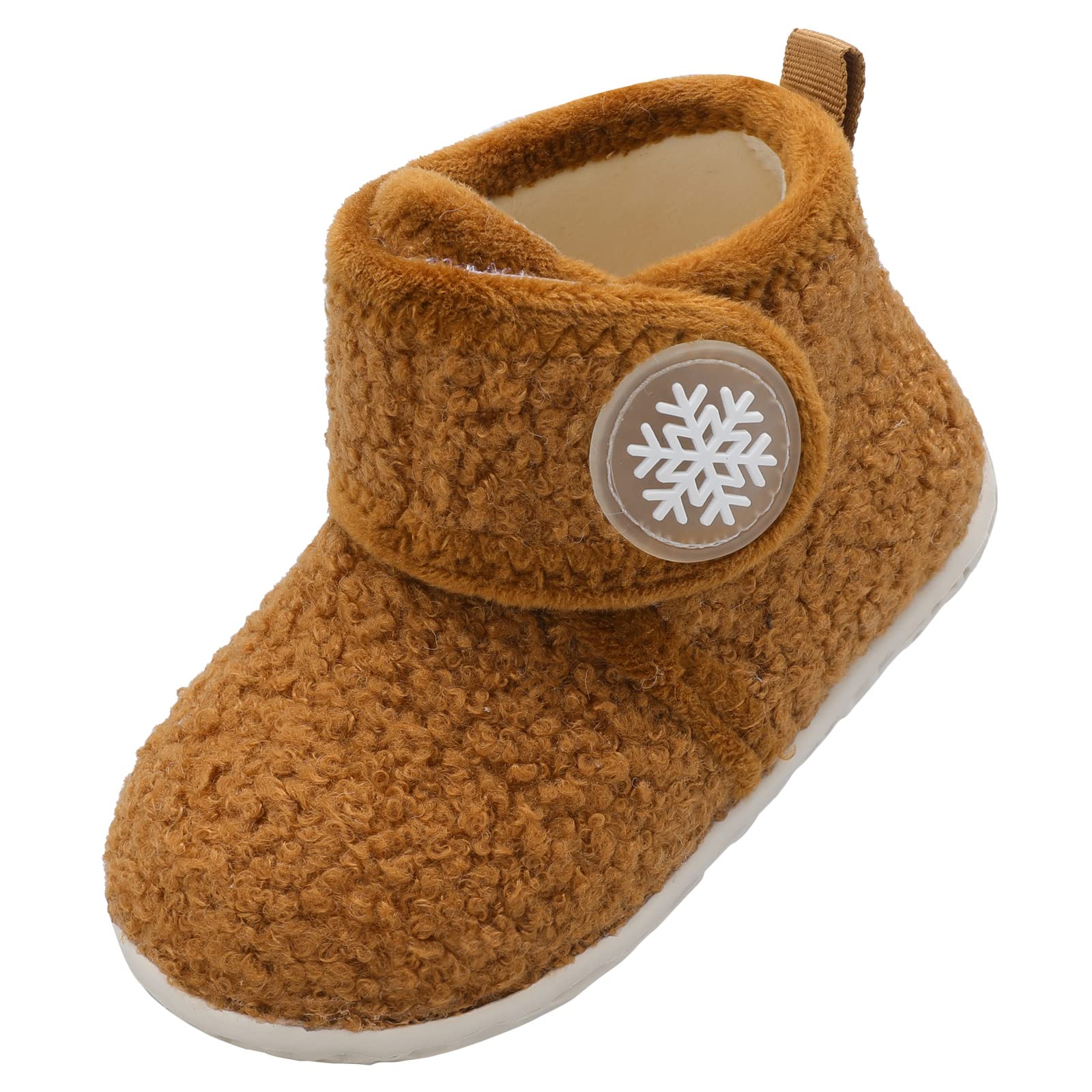 LeIsfIt Toddler Slippers Boys Girls Slippers Kids House Shoes Warm Lightweight Slipper Boots with Non-slip Sole Dark Brown 5.5-6 Toddler