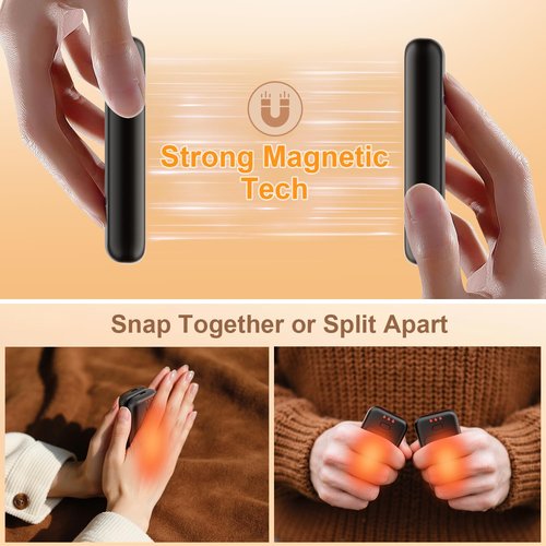 Hand Warmers, 2 Pack Rechargeable Hand Warmer, Pocket Heating Electric Hot Hands Handwarmers, Camping Hunting Gear, Gifts for Women, Men, Christmas, Golf, Portable Outdoor Heater (Black)