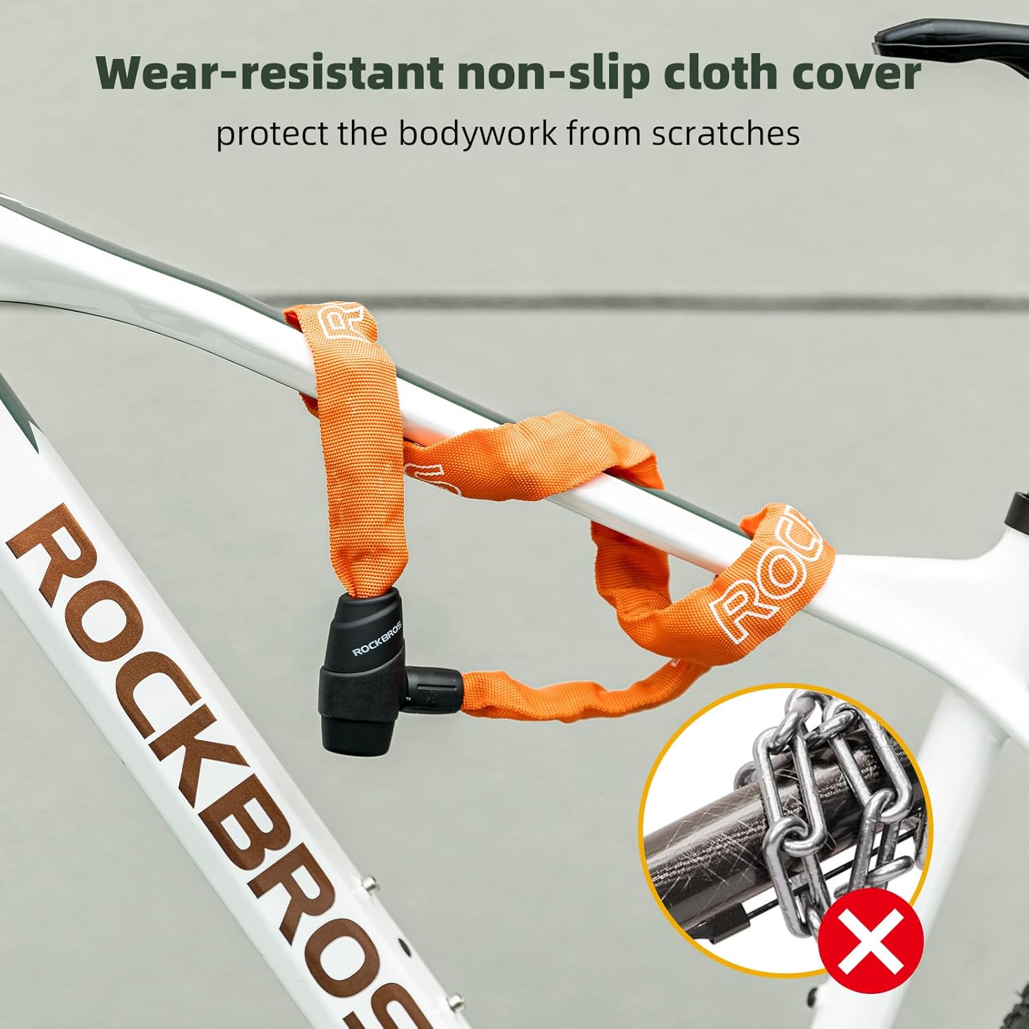 ROCKBROS Heavy-Duty Bike Chain Lock - 3 Ft Long, 5mm Thick, Cut-Proof Security with Key Set