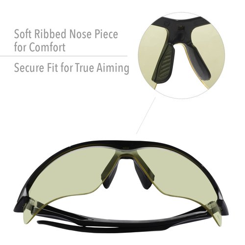 Howard Leight R-02215 Acadia Shooter's Safety Eyewear, Amber Lens, Black Frame, Uvex Treme Plus Anti-Fog Coating