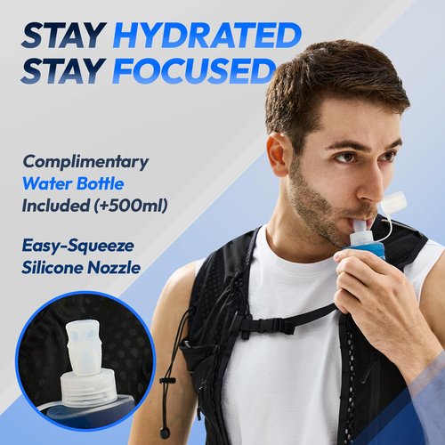 ALL REMATE All-in-One Multi Sport Trail Running Vest including Water Bottle, Whistle, 11 Pockets & 6 Straps – Ergonomic Lightweight Reflective Gear
