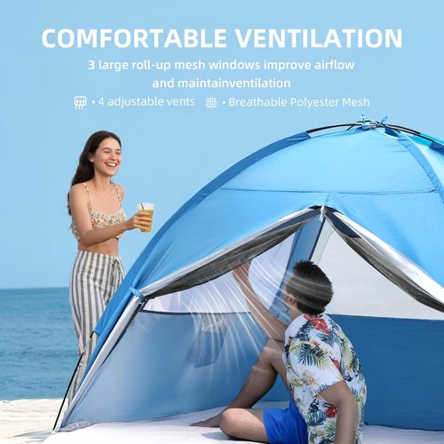 Beach Tent by [Brand Name] | Sun Shelter for 4-5 People - UPF 50+ UV Protection, Waterproof & Lightweight