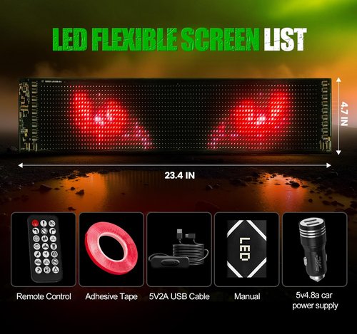 Golf Cart Devil Eyes Light Sign Screen, Programmable-Animations Flexible Screen for Golf Cart Windshield, DIY Dynamic text, graffiti, patterns With App&Remote Control, 23.4"x4.7" Windshield Decoration