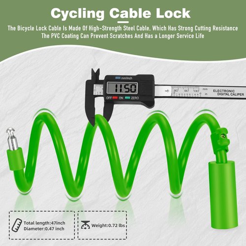 Bike Lock, Bike Cable Lock for Kids with PVC Anti-Scratch Coating, Bicycle Cable Lock with Mounting Bracket, Bike Lock Cable Portable & Compact for Bikes, Scooters 4 Feet