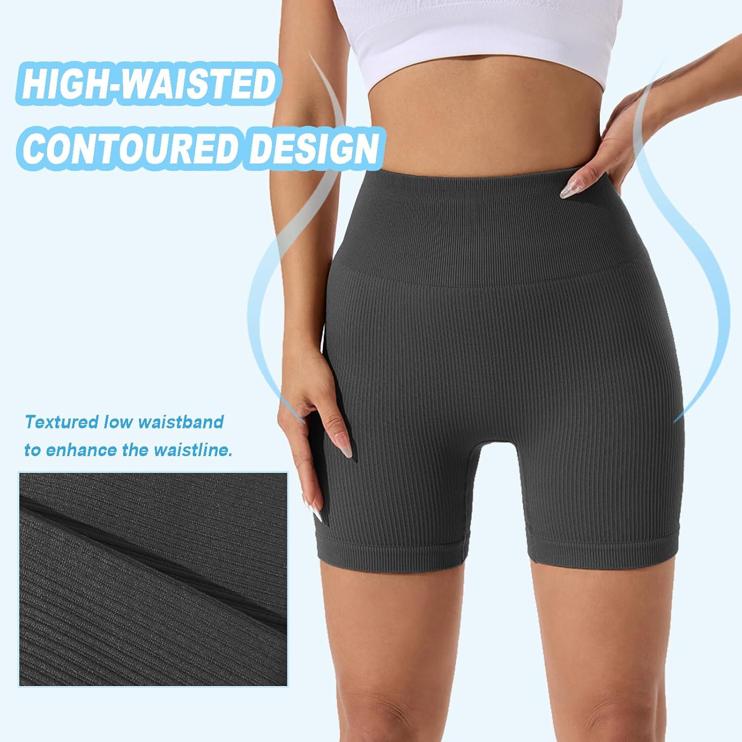 Skiennix Women’s Athletic Shorts - High Waisted Butt Lifting Seamless Biker Shorts for Gym & Yoga