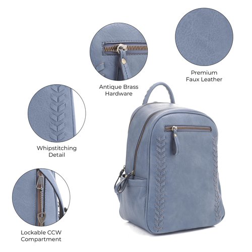 JESSIE & JAMES Women's Large Multi Compartments Fashion Concealed Carry Backpack|BL