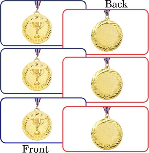 Caydo Gold Award Medals - 12/24 Pieces Metal Winner Medals for Sports Events | 2 Inch