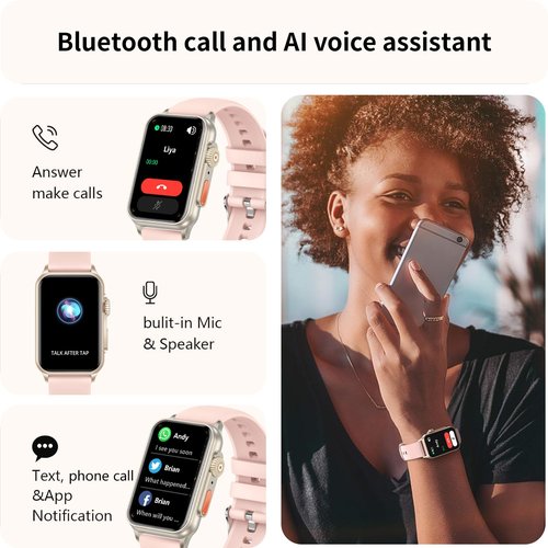 FITVII Nexa Fitness Tracker Answer/Make Calls, Smart Watch with Blood Pressure, Blood Oxygen, 24/7 Heart Rate Monitor, 120+ Sport Mode Activity Tracker with Step Counter, Sleep Tracker for Women Men