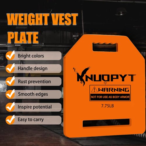 KNUOPYT Weight Vest Plate,Weighted Plate for Vest,Plate Carrier Weights 7.75LBS,Tactical Vest Plate for Push Ups, Pull Ups and Running Strength Training(1PCS)
