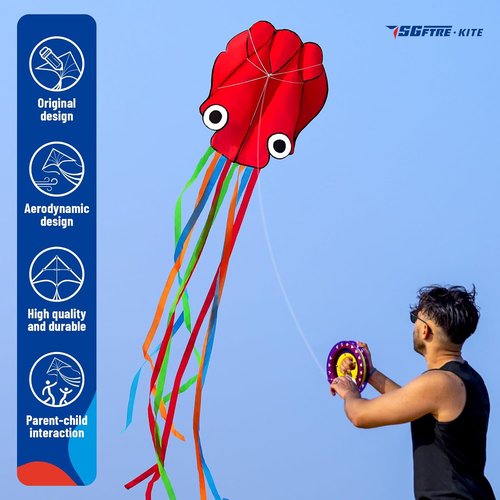 **SGftre 3-Piece Kite Set - Easy-to-Fly Butterfly, Delta & Octopus Kites for Kids & Adults | Colorful Designs**