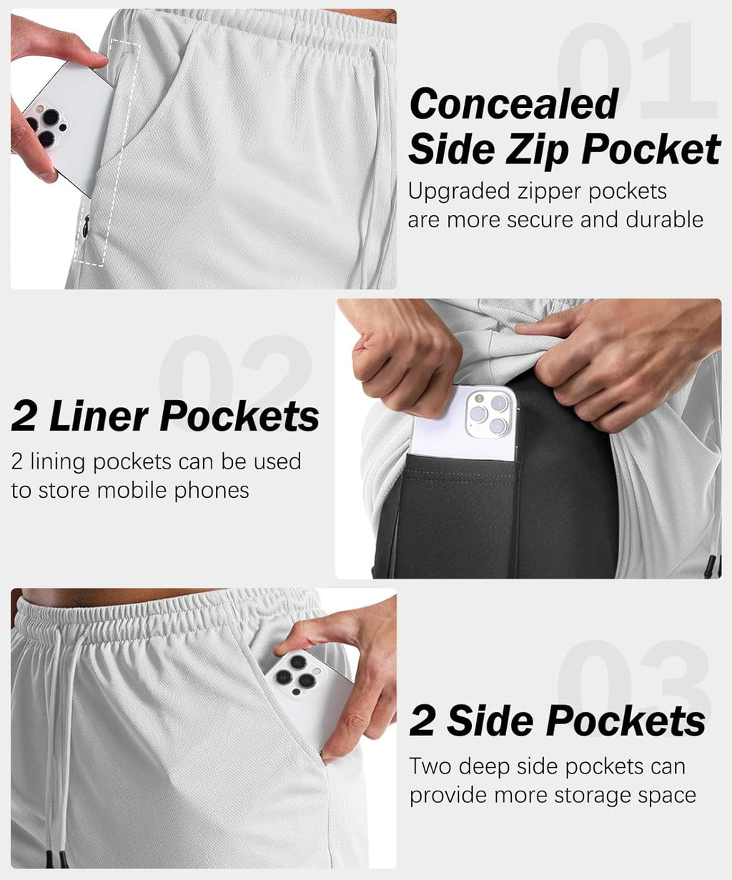 Aolesy Men's Gym Shorts - Lightweight 5”/7” Running Shorts with Liner & 5 Pockets for Ultimate Comfort