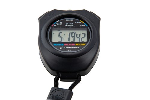 CHAMPRO Water Resistant Stop Watch, Black (A152)
