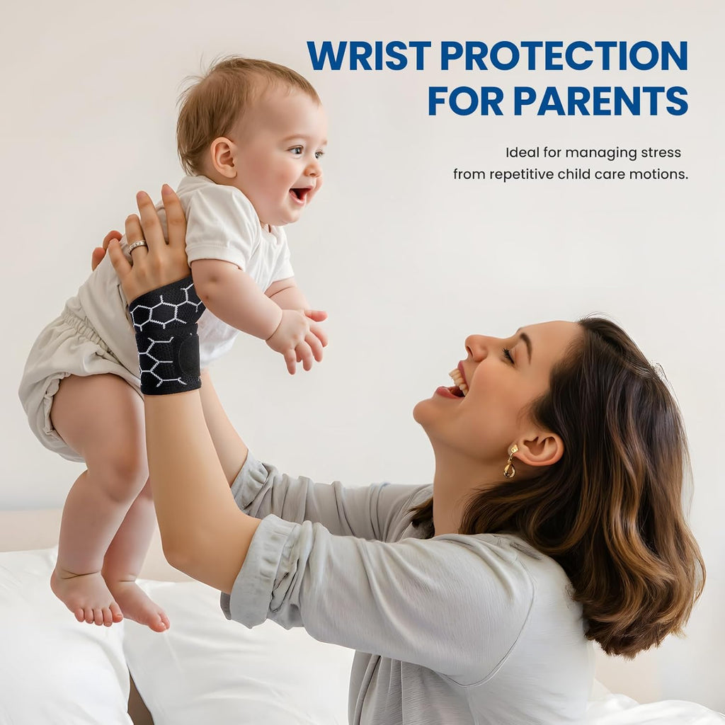 Skiennix Adjustable Wrist Support Brace - Breathable Wrap for Carpal Tunnel & Pain Relief | Unisex, One Size (Black)